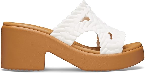 Crocs Womens Brooklyn Woven Slide Heel Chalk