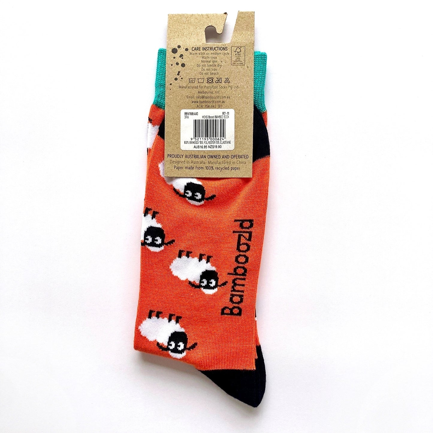 MENS BAMBOO SOCKS BAAAD SHEEP ORANGE