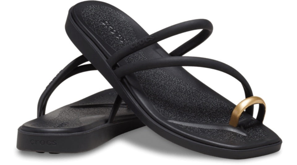 WOMENS MIAMI METALLIC TOE LOOP SANDAL BLACK