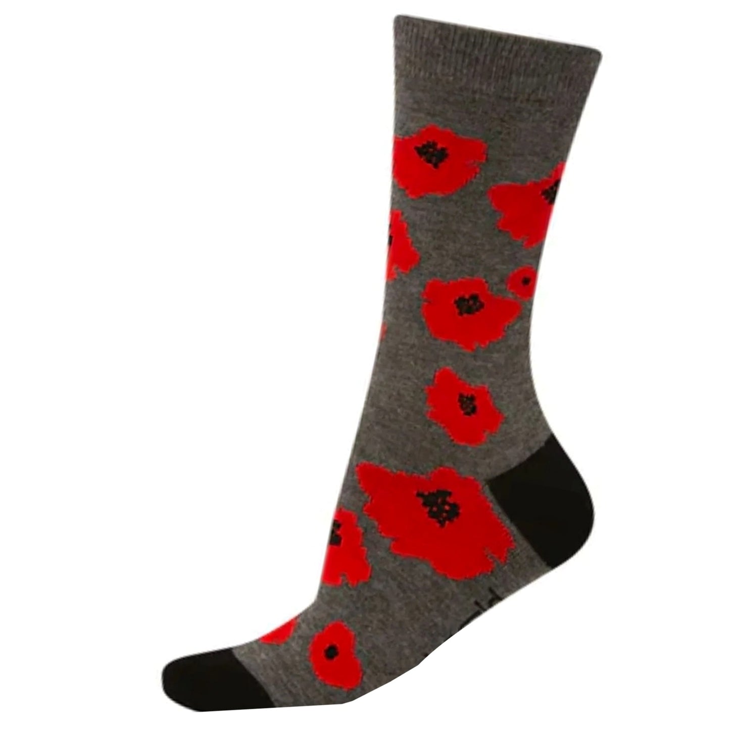 MENS BAMBOO SOCKS POPPIES GREY