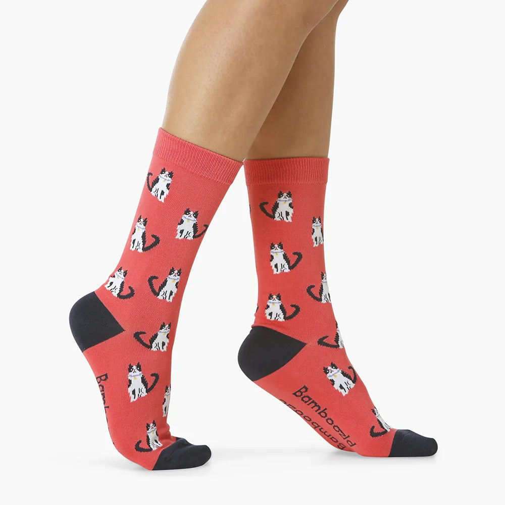 WOMENS CAT LADY BAMBOO SOCK MELON