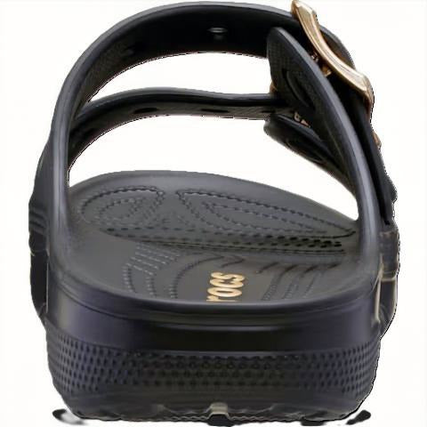 Crocs Womens Saturday Metallic Buckle Sandal Black
