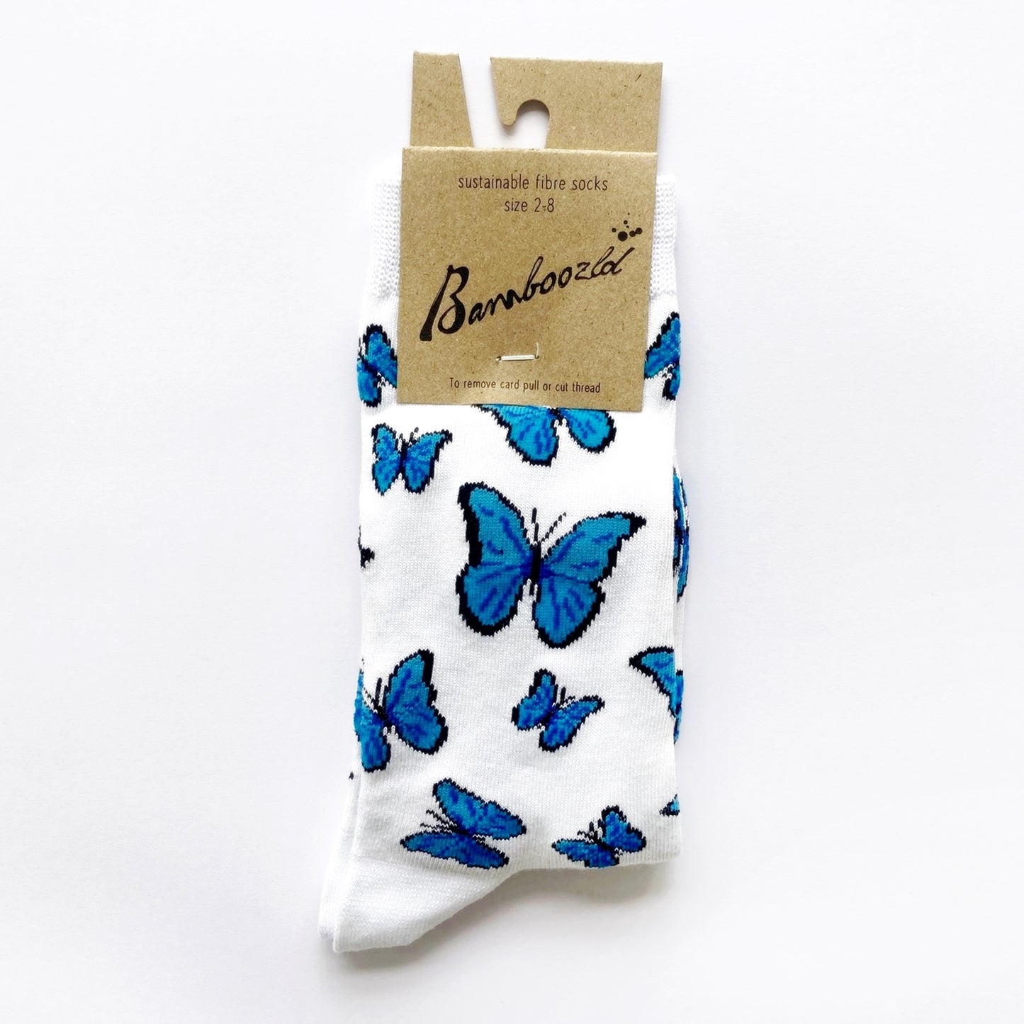 WOMENS BAMBOO SOCKS BLUE BUTTERFLIES