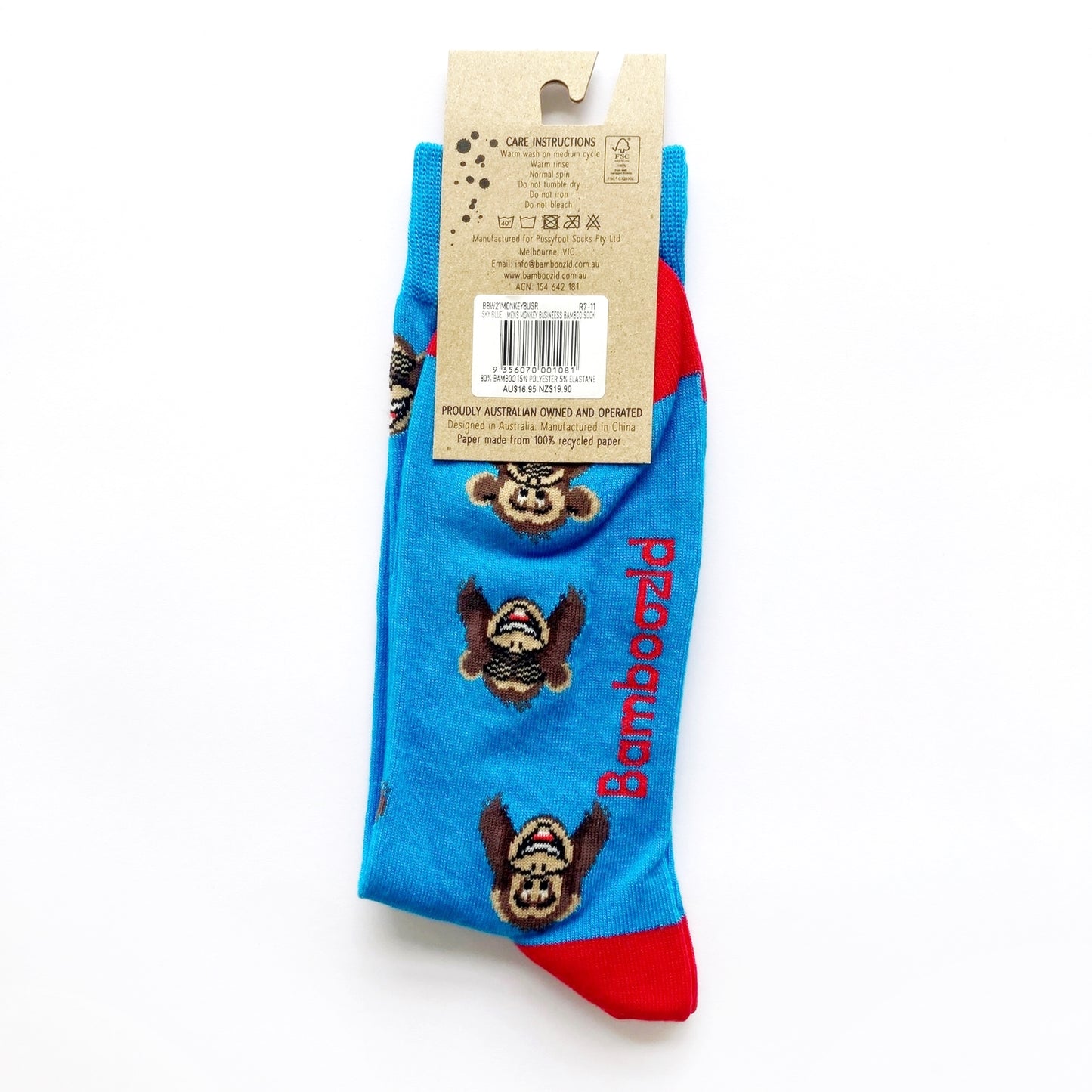 MENS BAMBOO SOCKS MONKEY BUSINESS BLUE