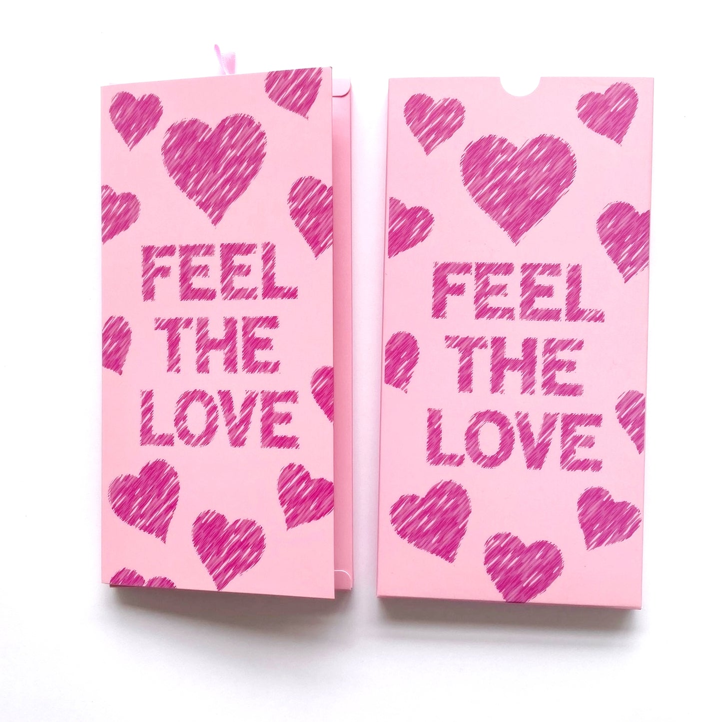 WOMENS BAMBOO SOCKS CARD FEEL THE LOVE PINK