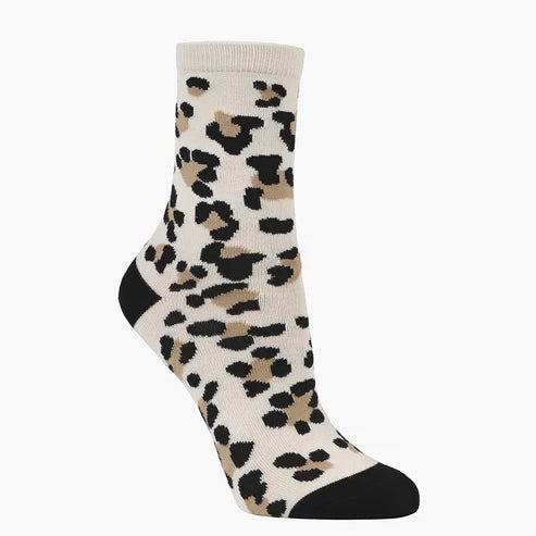 KIDS CHEETAH SPOTS BAMBOO SOCK BEIGE LGE