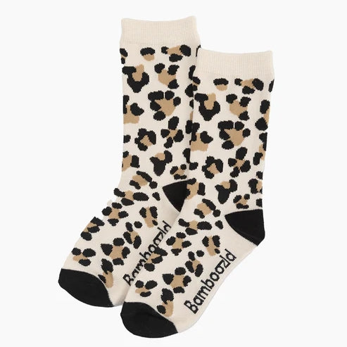 KIDS CHEETAH SPOTS BAMBOO SOCK BEIGE LGE