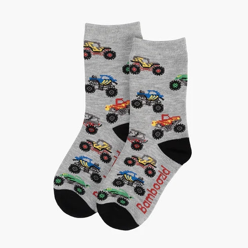 KIDS LITTLE MONSTERS BAMBOO SOCK LT GREY MARLE LGE