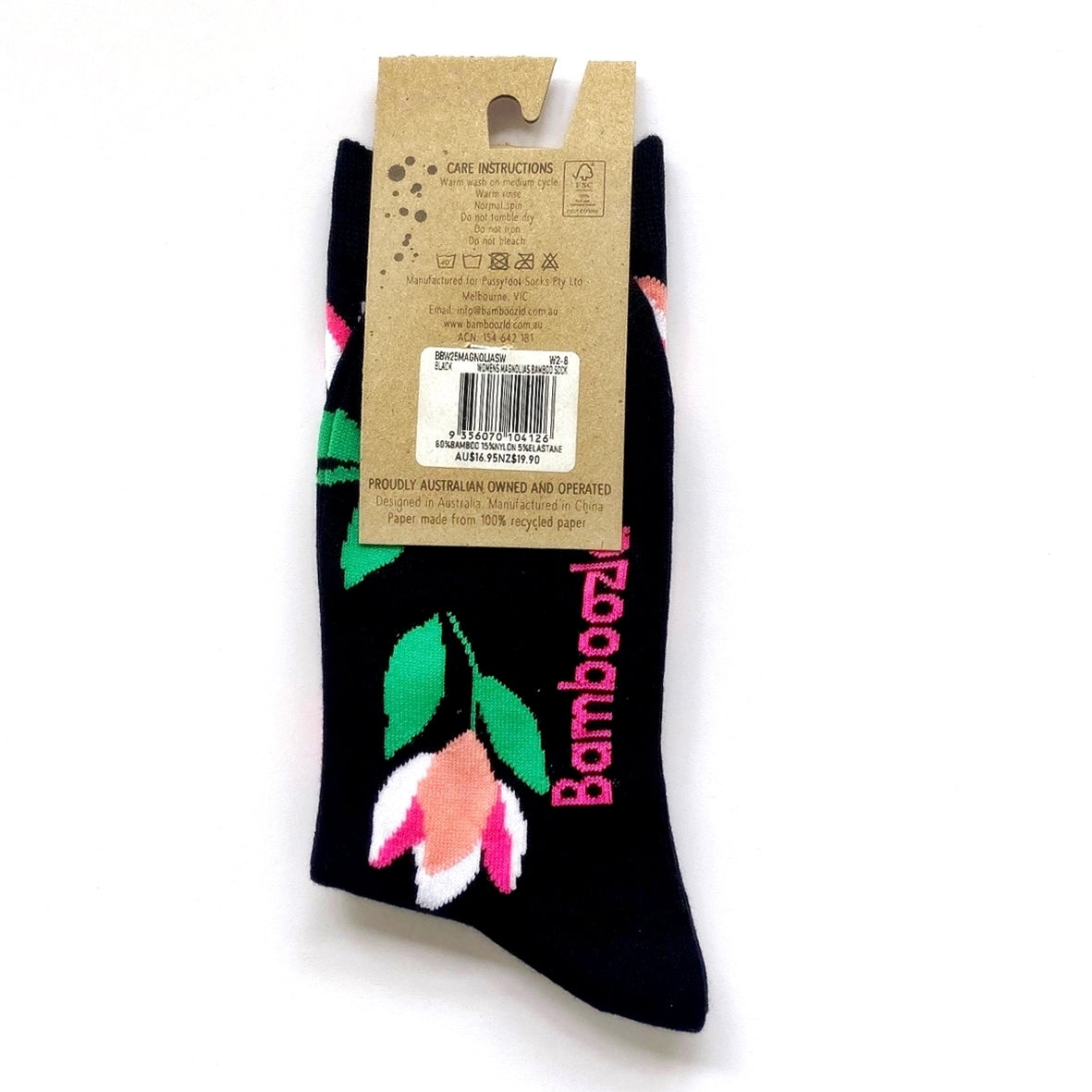 WOMENS BAMBOO SOCKS MAGNOLIA BLACK
