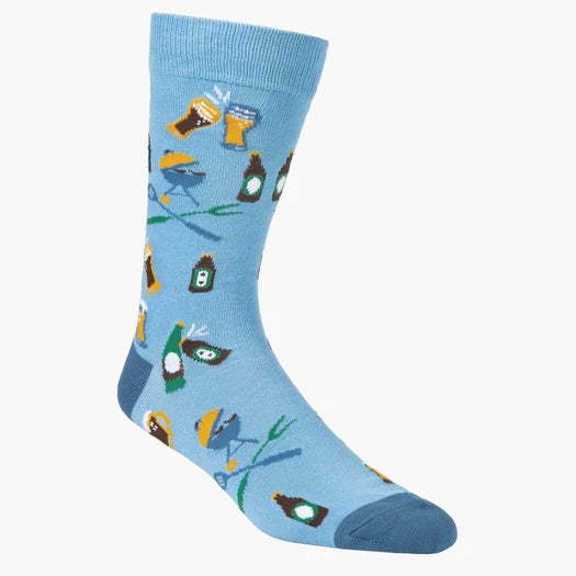 MENS BBQ KING BAMBOO SOCK - SKY