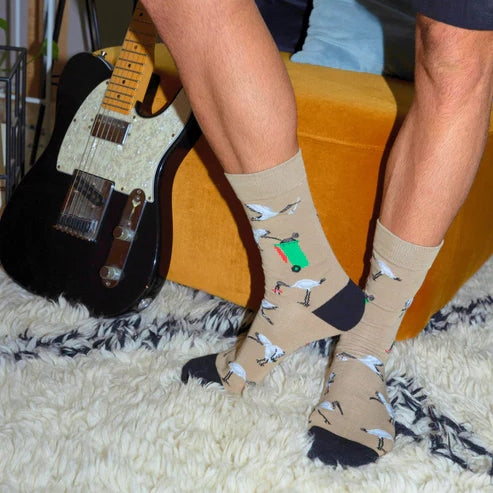 MENS BIN CHICKEN BAMBOO SOCK STONE