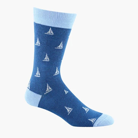 MENS DITSY SAILING BAMBOO SOCK BLUE