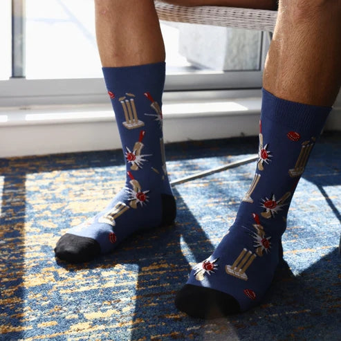 MENS HOWZAT BAMBOO SOCK CARD BLUE