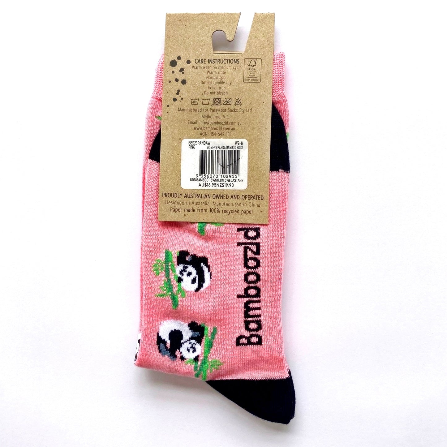 WOMENS BAMBOO SOCKS PANDA PINK