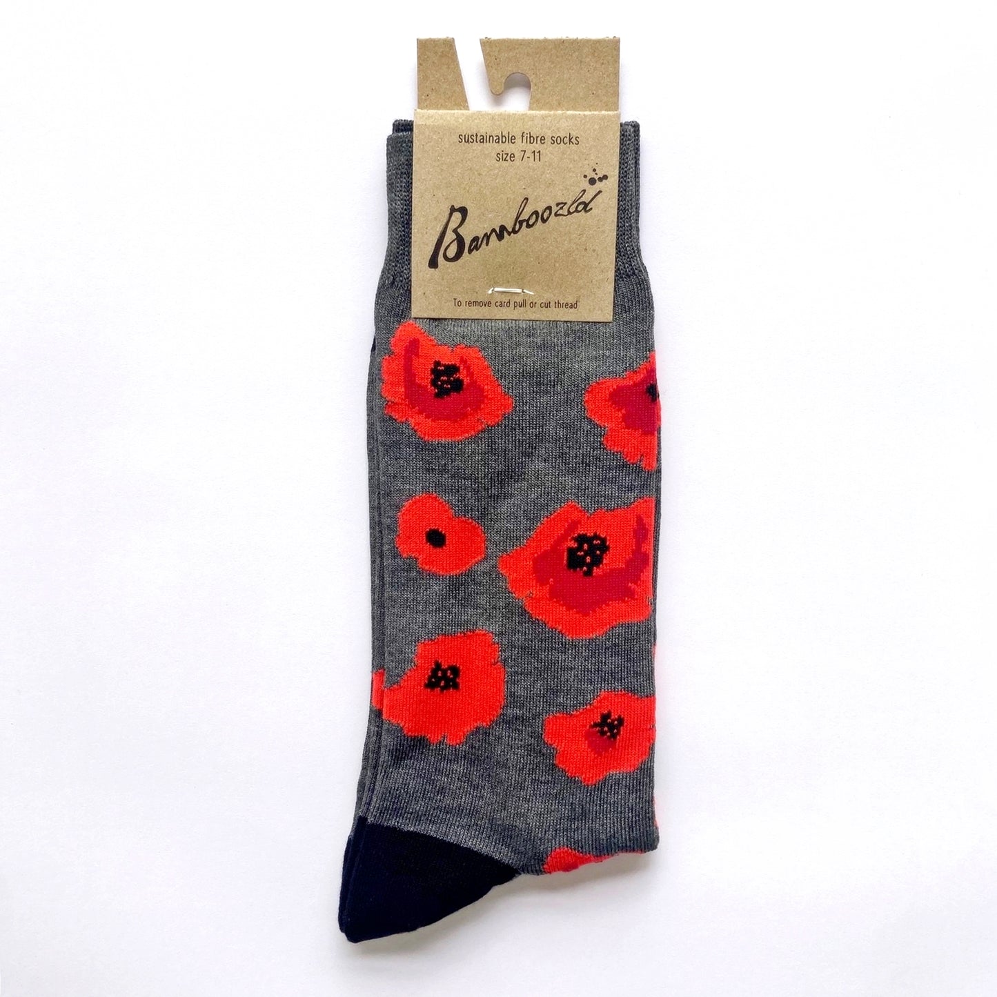 MENS BAMBOO SOCKS POPPIES GREY