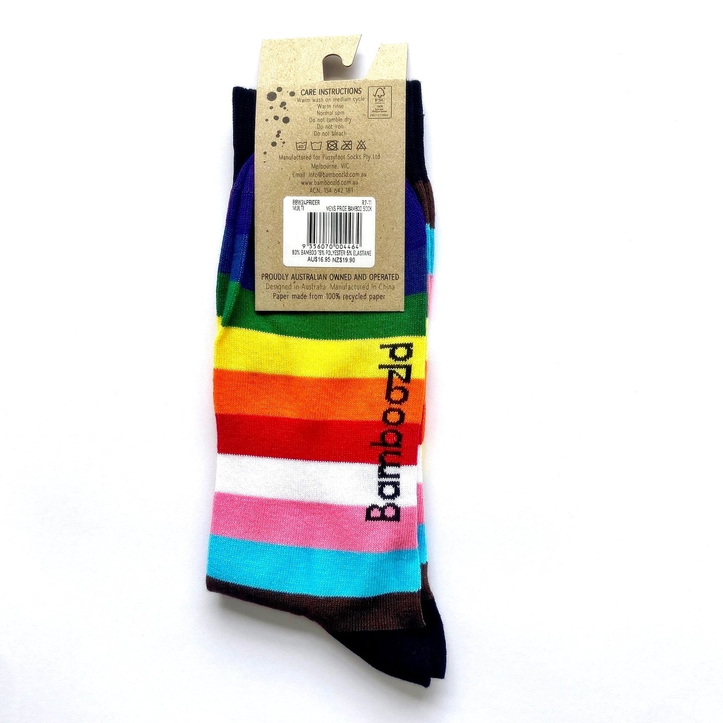 MENS BAMBOO SOCKS PRIDE STRIPE