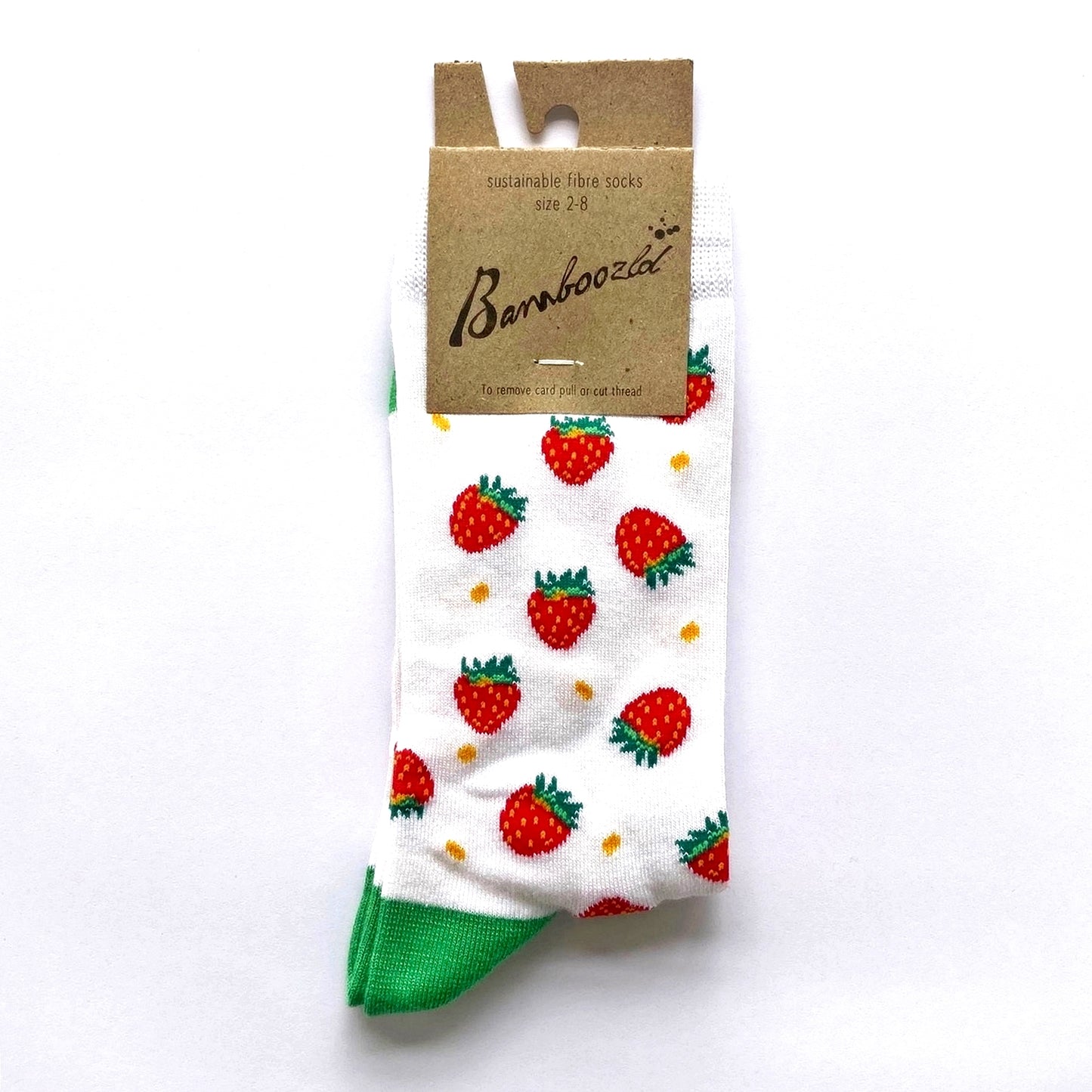 WOMENS BAMBOO SOCKS STRAWBERRIES WHITE