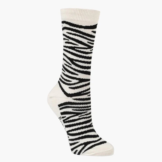 WOMENS ZEBRA STRIPES BAMBOO SOCK NATURAL