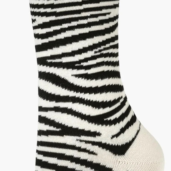 WOMENS ZEBRA STRIPES BAMBOO SOCK NATURAL