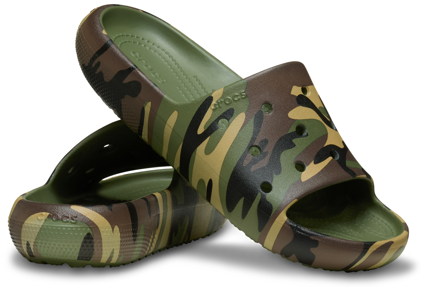 Crocs Adults Classic Camouflage Slide V2 Army Green Multi