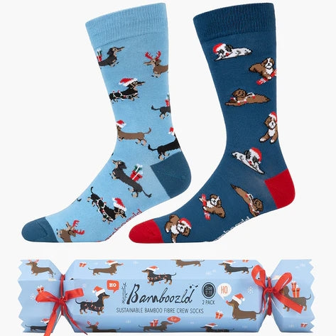 Bamboozld Mens Dashing Boy Socks 2PK Xmas Cracker Multi