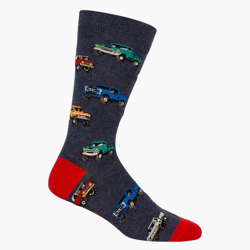 Bamboozld Mens Pickup Trucks Bamboo Sock - Denim