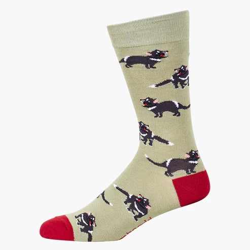 Bamboozld Mens Tassie Devil Bamboo Sock - Khaki
