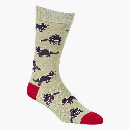 Bamboozld Mens Tassie Devil Bamboo Sock - Khaki