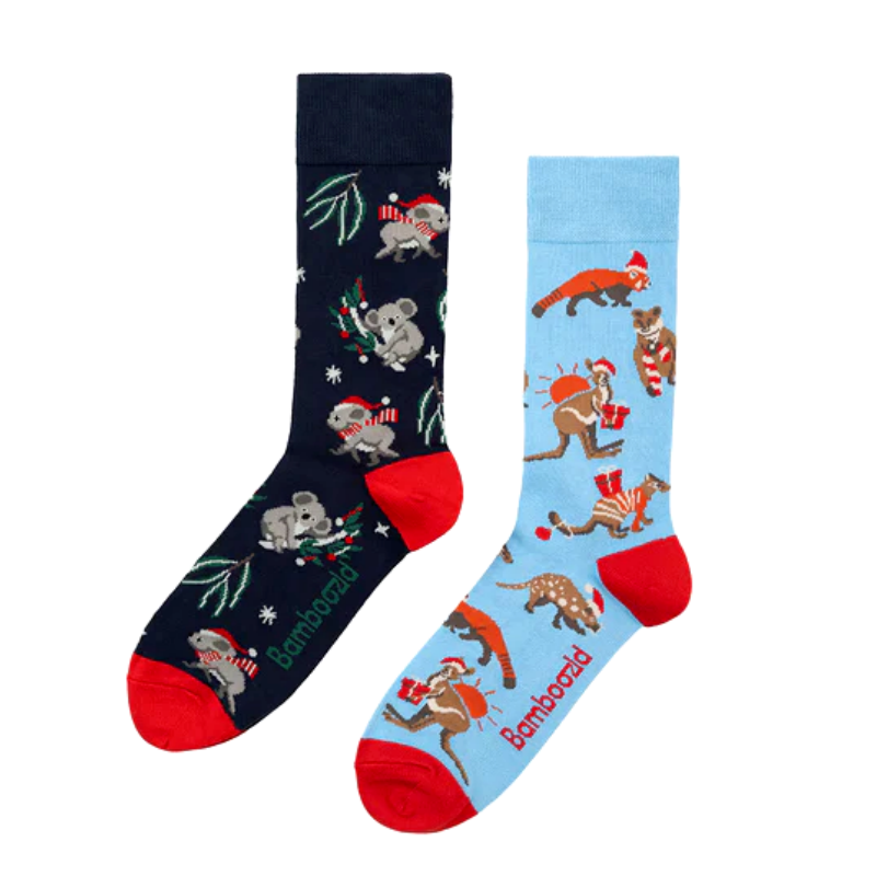Bamboozld Mens Aussie Chrissy Socks 2pk gift box-Multi
