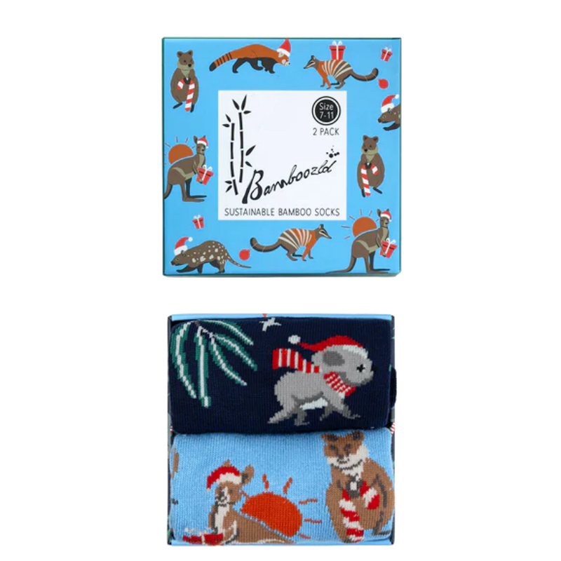 Bamboozld Mens Aussie Chrissy Socks 2pk gift box-Multi
