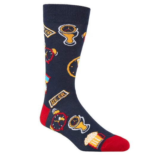 Bamboozld Mens Beer O'Clock Bamboo Sock - Navy