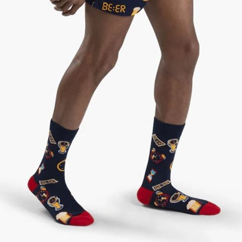 Bamboozld Mens Beer O'Clock Bamboo Sock - Navy