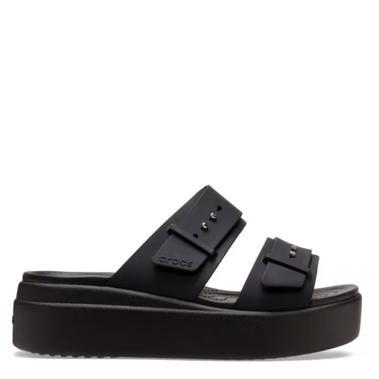 Crocs Womens Brooklyn Buckle Low Wedge Black