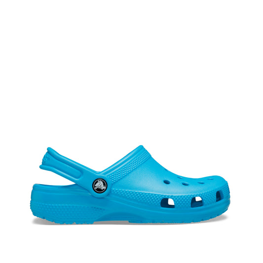 Blue clog sandal on a white background