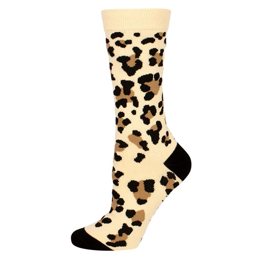 Leopard print sock on a beige background