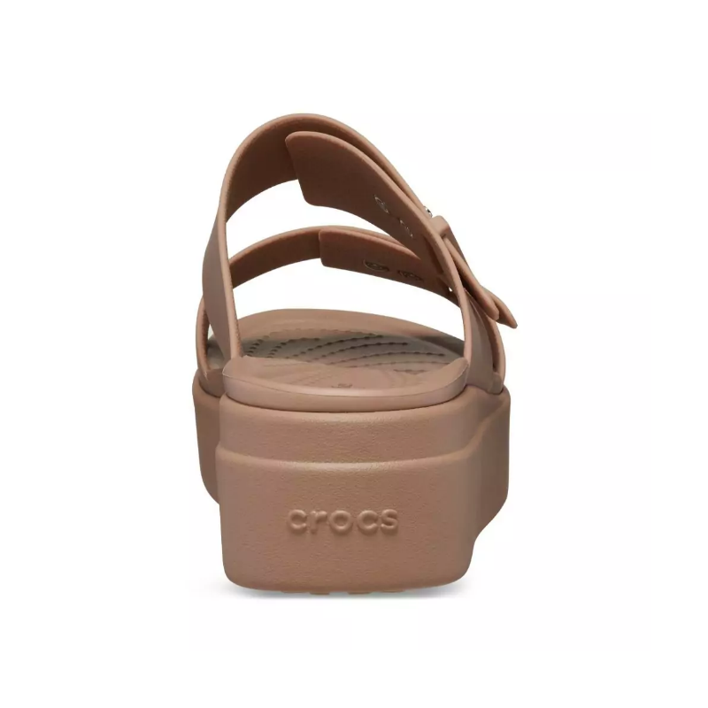 Crocs Womens Brooklyn Buckle Low Wedge Latte