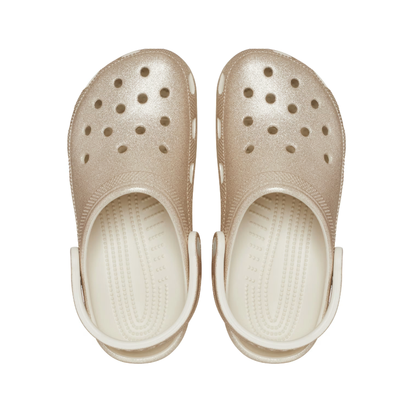 Crocs Adults Classic Platform Glitter Clog Champagne