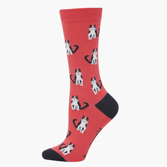 WOMENS CAT LADY BAMBOO SOCK MELON