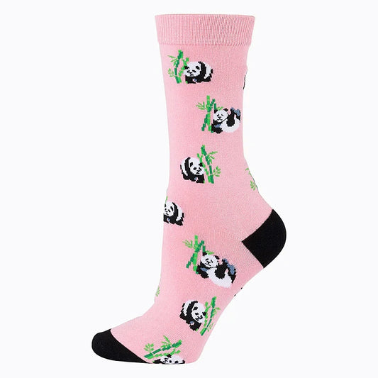 WOMENS BAMBOO SOCKS PANDA PINK