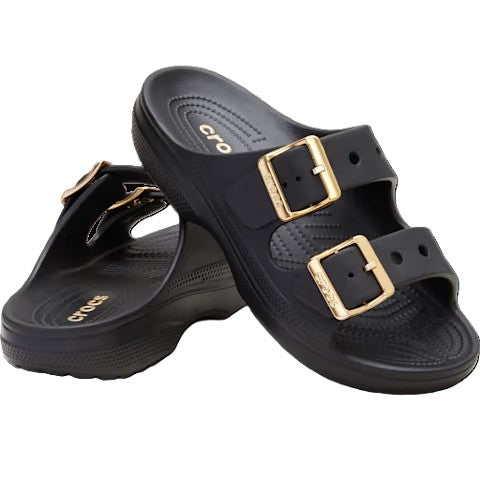 Crocs Womens Saturday Metallic Buckle Sandal Black