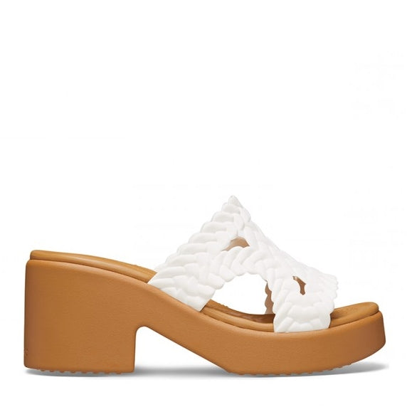 Crocs Womens Brooklyn Woven Slide Heel Chalk