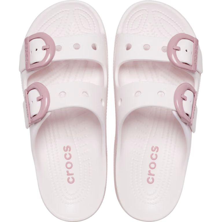 Crocs Womens Saturday Enamel Buckle Sandal Bubble Ice
