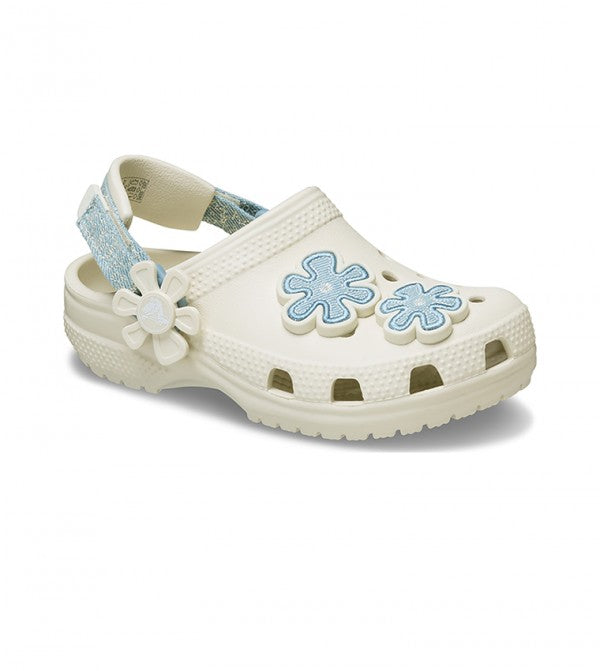 Crocs Toddler Classic Clog Denim Flower Summit White