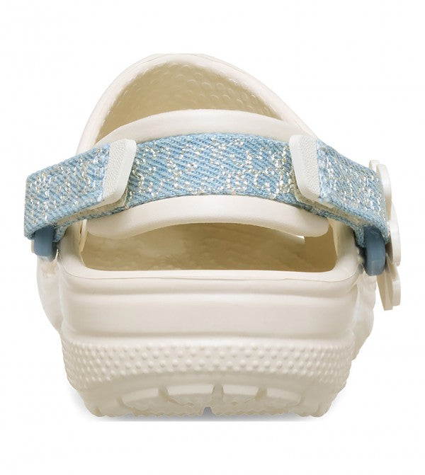 Crocs Toddler Classic Clog Denim Flower Summit White