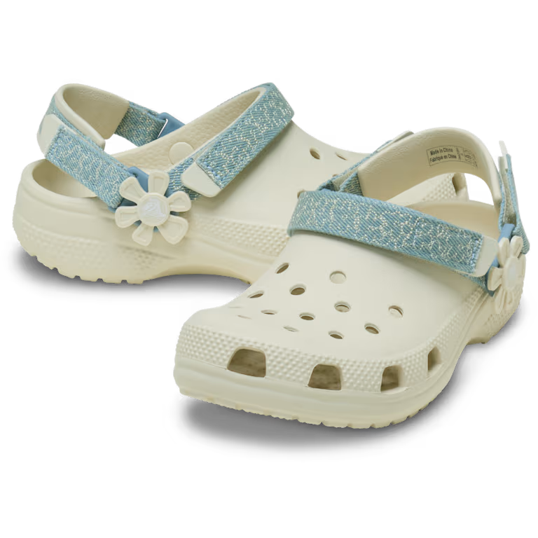 Crocs Kids Classic Clog Denim Flower Summit White