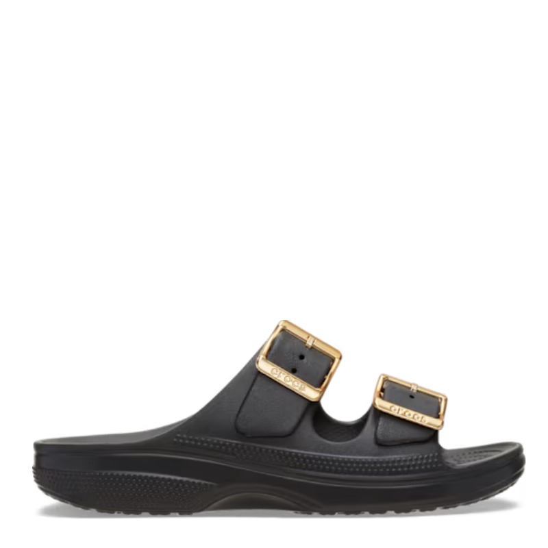 Crocs Womens Saturday Metallic Buckle Sandal Black