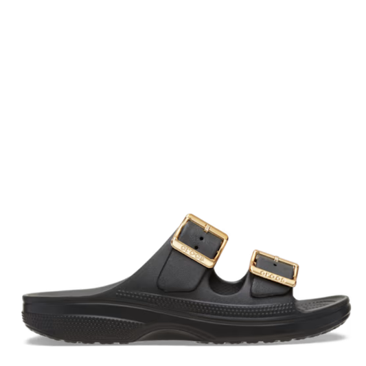 Crocs Womens Saturday Metallic Buckle Sandal Black