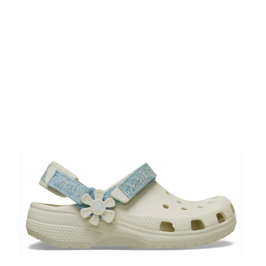 Crocs Kids Classic Clog Denim Flower Summit White
