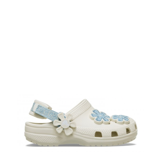 Crocs Toddler Classic Clog Denim Flower Summit White