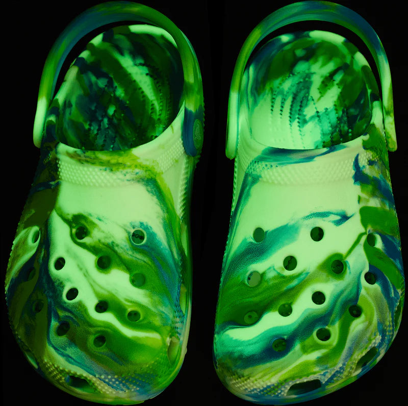 Crocs Toddler Classic Glow Marble Clog Green Blue